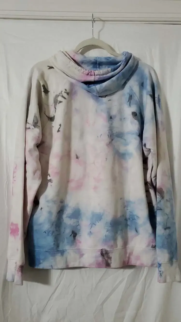 PacSun Obsessed Blue Pink Tie Dye Pullover Hoodie Size M - Picture 3 of 4